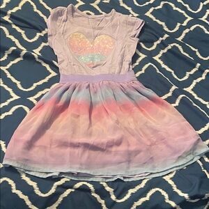 Place Glitter Heart Dress in Purple and Pink